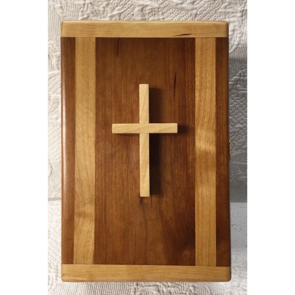Handmade Wood Cremation Urn Study Made In USA Solid Wood Brass Hardware Adult